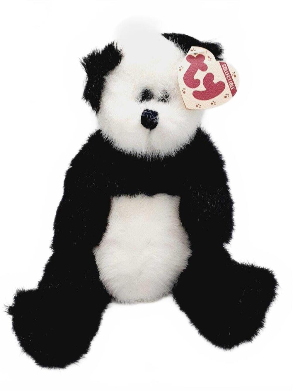 TY Attic Treasures "Checkers" Panda Bear  8" New w/tags Retired 2000